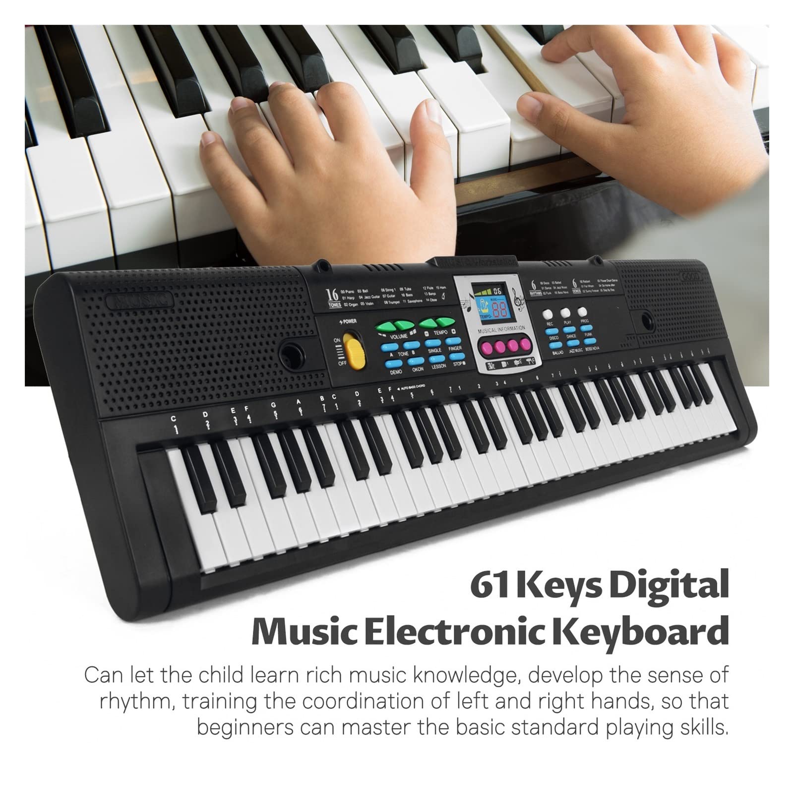 Amazon | 61キーC音楽電子キーボードピアノ学生用の多機能電動ピアノ